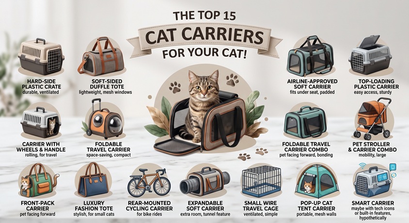 a bunch of cat carriers and a cat in the middle