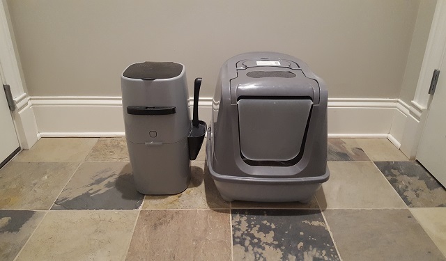 Sophresh Litter Box next to a Litter Genie