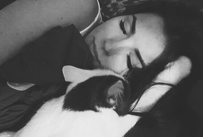 rori sleeping right next to her human's head