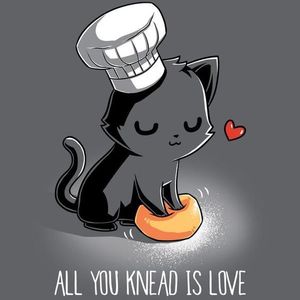 a cartoon cat kneading bread