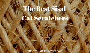 a rope fiber background with text saying the best sisal cat scratchers