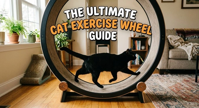 a black cat on an exercise wheel